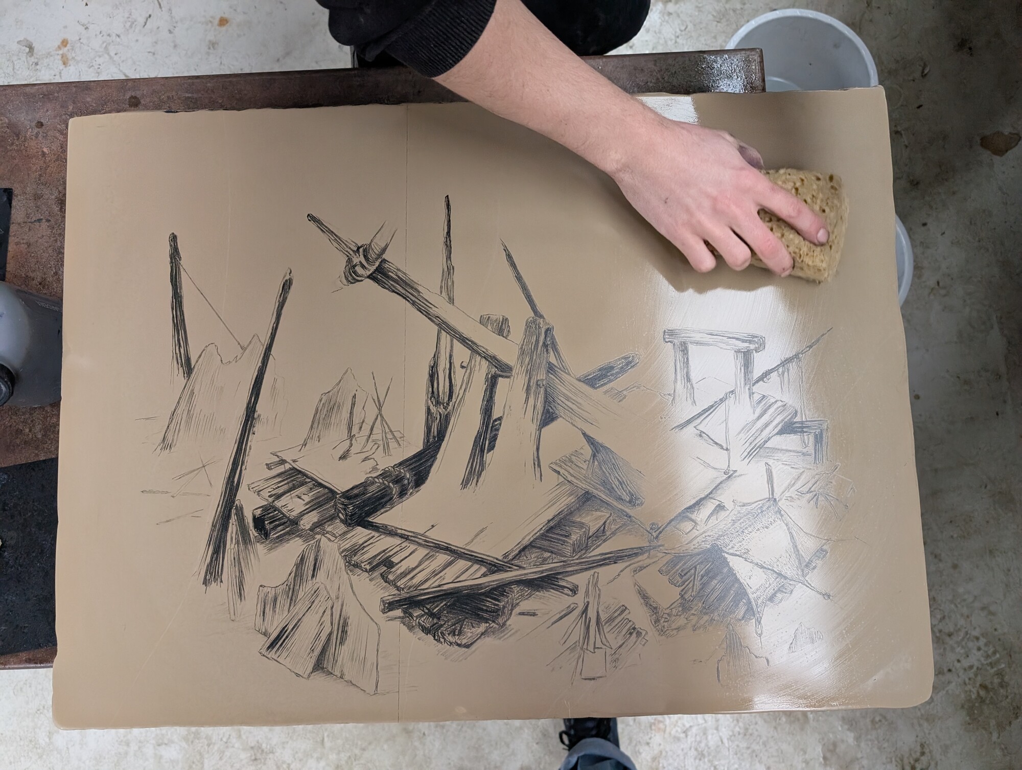 Estampe pour le Projet Texture(s)/Paysage(s), commande de L’ahah avec le soutien de la Fondation Pascaline Mulliez sous égide de la Fondation de France, en partenariat avec l’ADRA et URDLA.